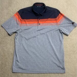 Cutter & Buck Valiant Stripe DryTec Moisture Wicking Polo Size Large With Logo‎